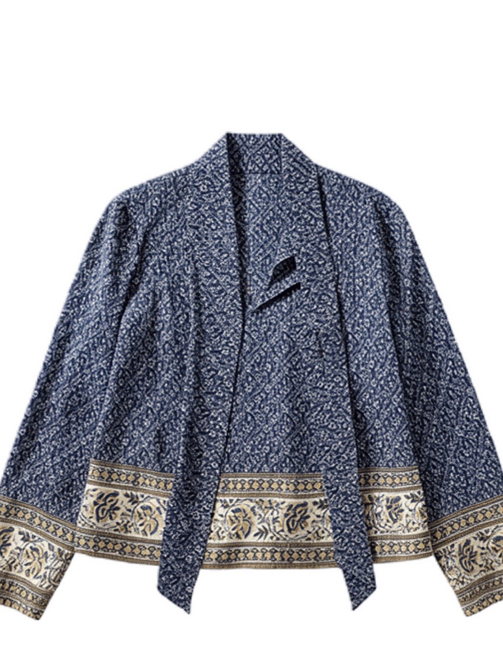 Sea New York Navy and Cream Printed Tie-Neck Blouse